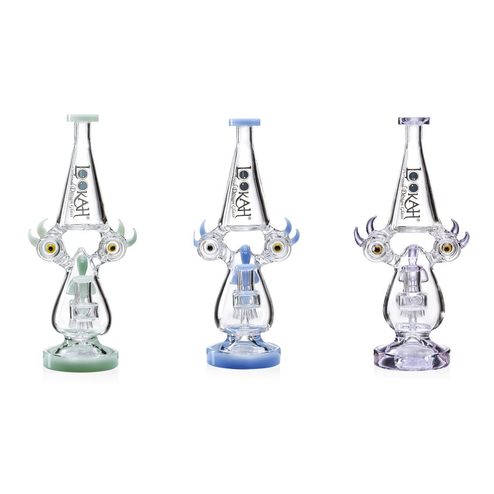 Lookah (Dab Rig) 12″ Recycler Color Rim Big Eyes Water Pipe Group Photo