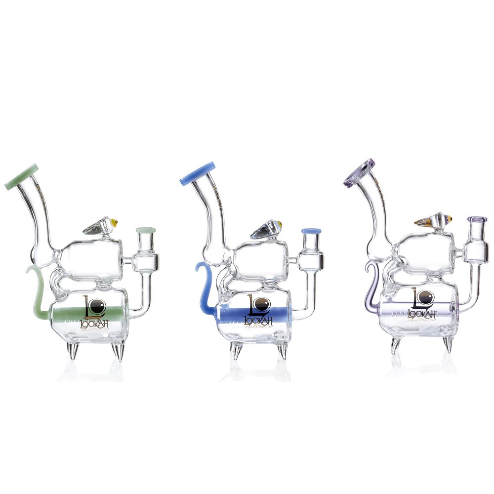 Lookah (Dab Rig) 9″ Cute Recycler Double Chamber Percolator Water Pipe Group Photo