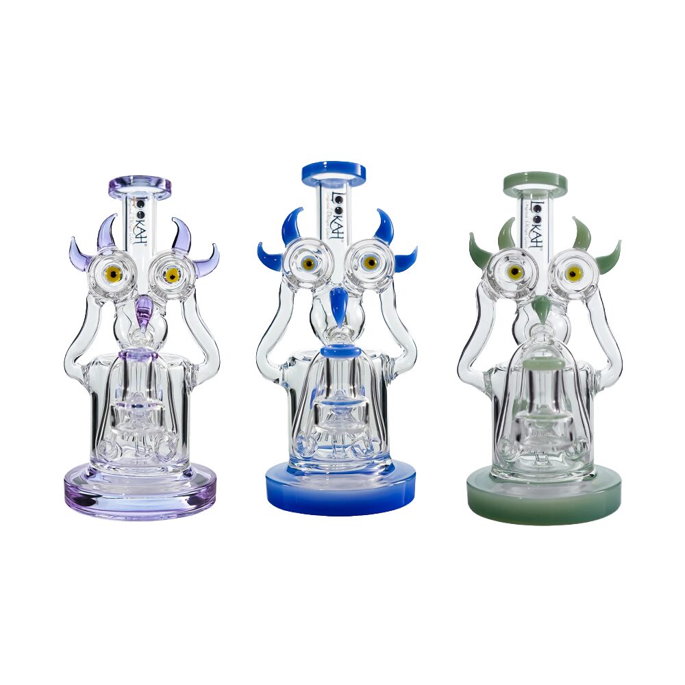 Lookah (Dab Rig) 8″ Recycler Double Inline Percolator Bird Water Pipe Group Photo