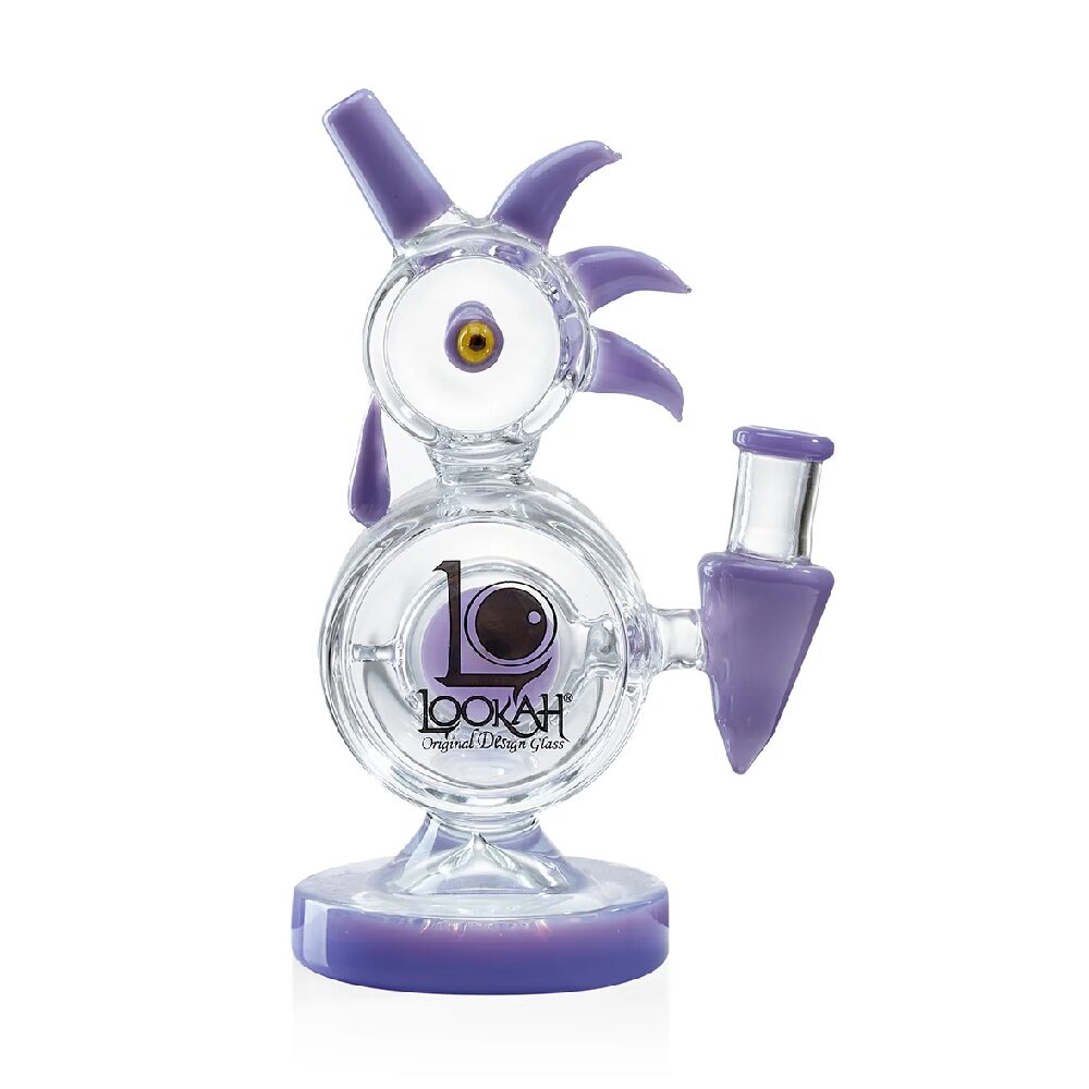 Lookah (Dab Rig) 8″ Mini Disc Percolator Rooster Glass Water Pipe Purple