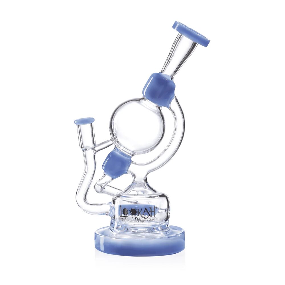 Lookah (Dab Rig) 10” Recycler Unique Globe Water Pipe Blue