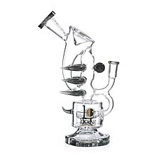 Lookah (Dab Rig) 11″ Recycler Double Chamber Spur Water Pipe Transparent Black