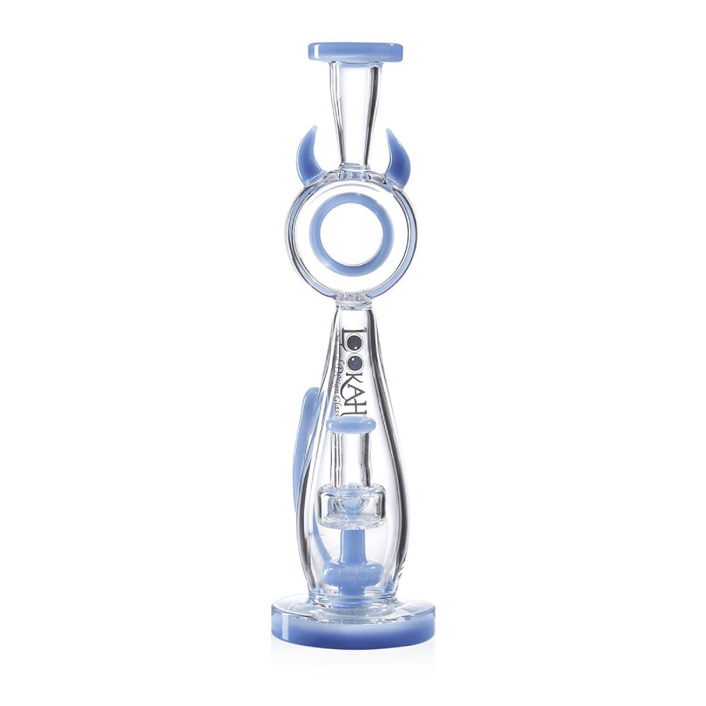 Lookah (Dab Rig) 12” Cute Percolator Elegant Cat Water Pipe Blue