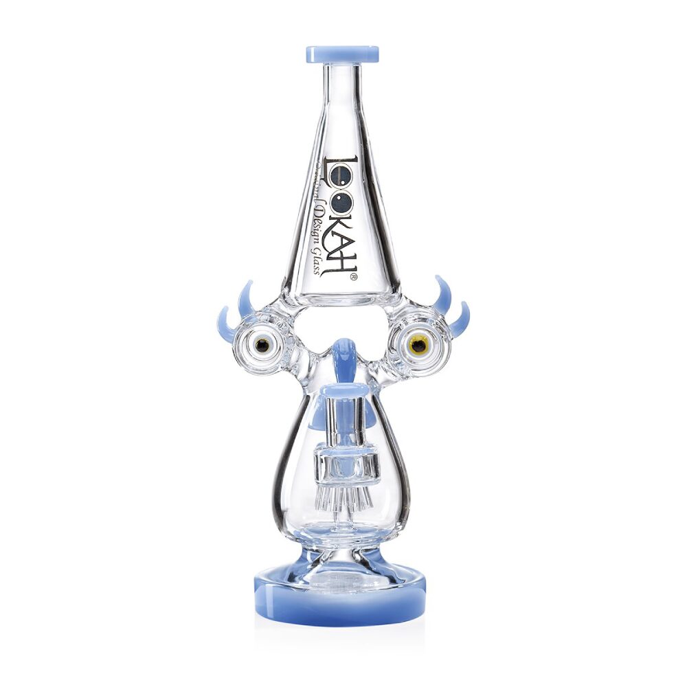 Lookah (Dab Rig) 12″ Recycler Color Rim Big Eyes Water Pipe Blue