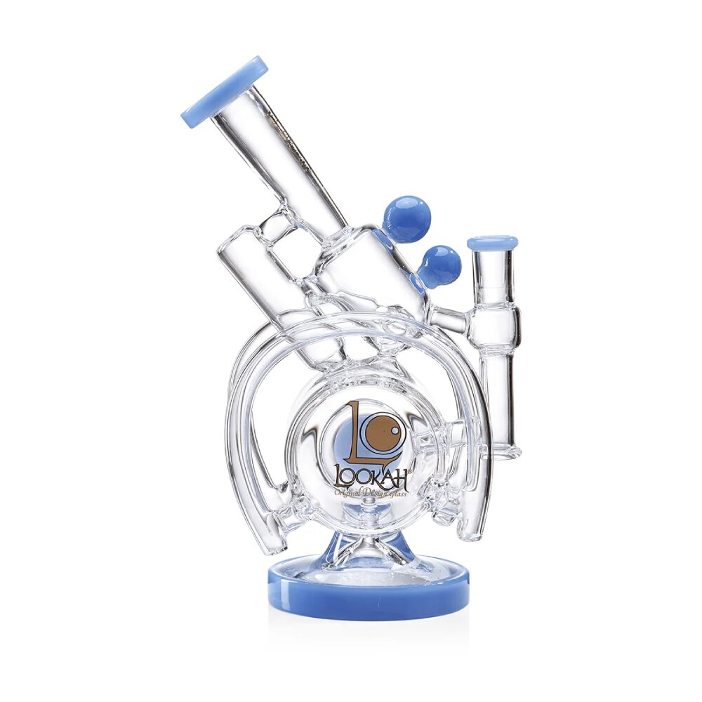 Lookah (Dab Rig) 14″ Recycler Orbital Double Chamber Water Pipe Blue