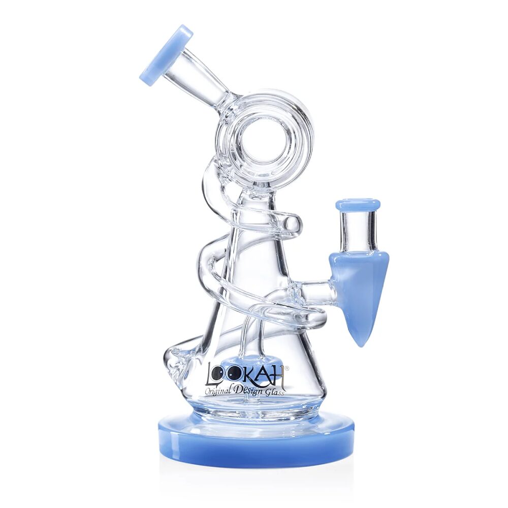 Lookah (Dab Rig) 9″ Mini Recycler Spiral Beaker Water Pipe Blue