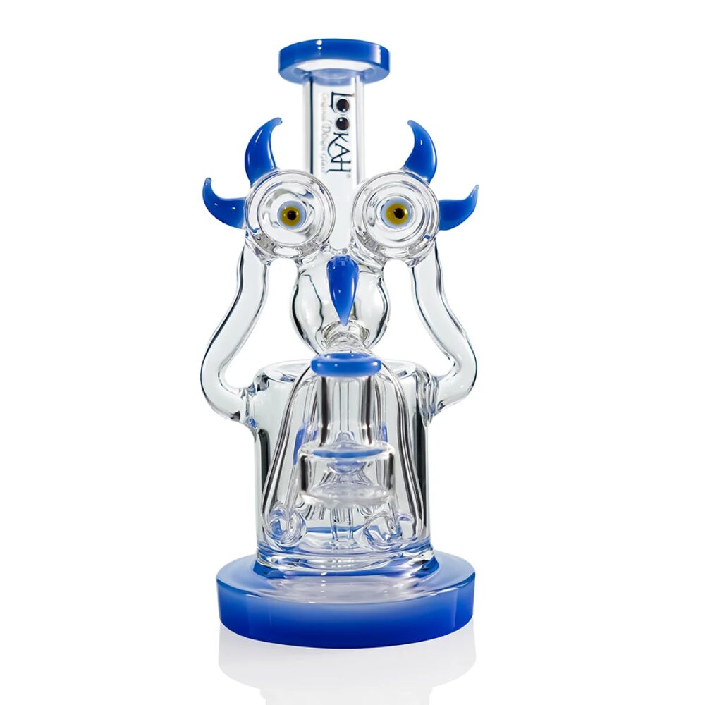 Lookah (Dab Rig) 8″ Recycler Double Inline Percolator Bird Water Pipe Blue