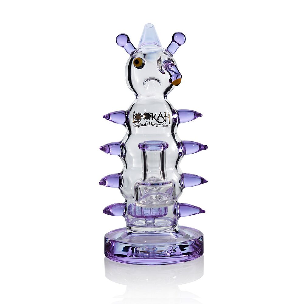 Lookah (Dab Rig) 8” Mini Cool Grumpy Caterpillar Water Pipe Purple