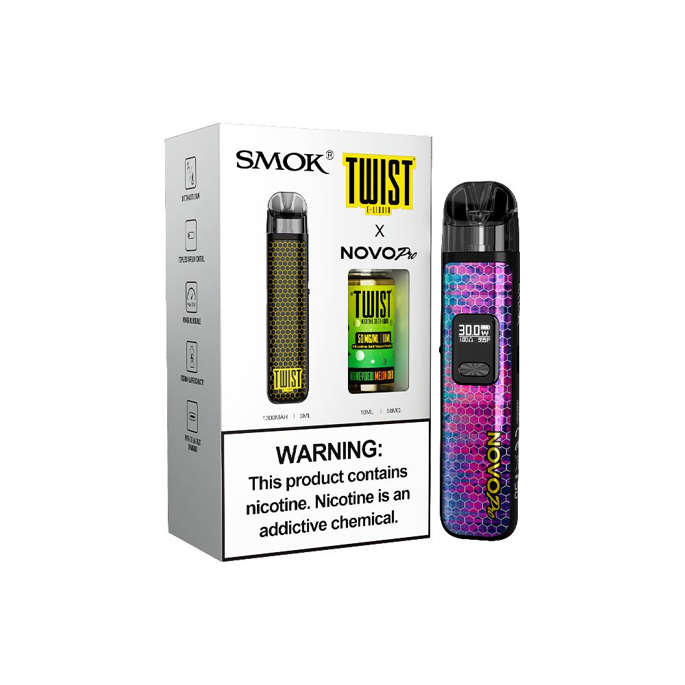 Collab Bundle – SMOK Novo Pro Device + Daddy’s Vapor 10mL Juice - Color:  Black - Flavor: Honeydew Melon Chew with Packaging