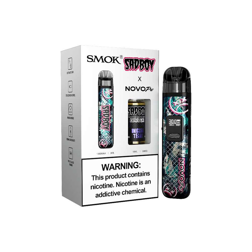 Collab Bundle – SMOK Novo Pro Device + Daddy’s Vapor 10mL Juice - Color:  Sad Boy - Flavor: Unicorn Tears with Packaging