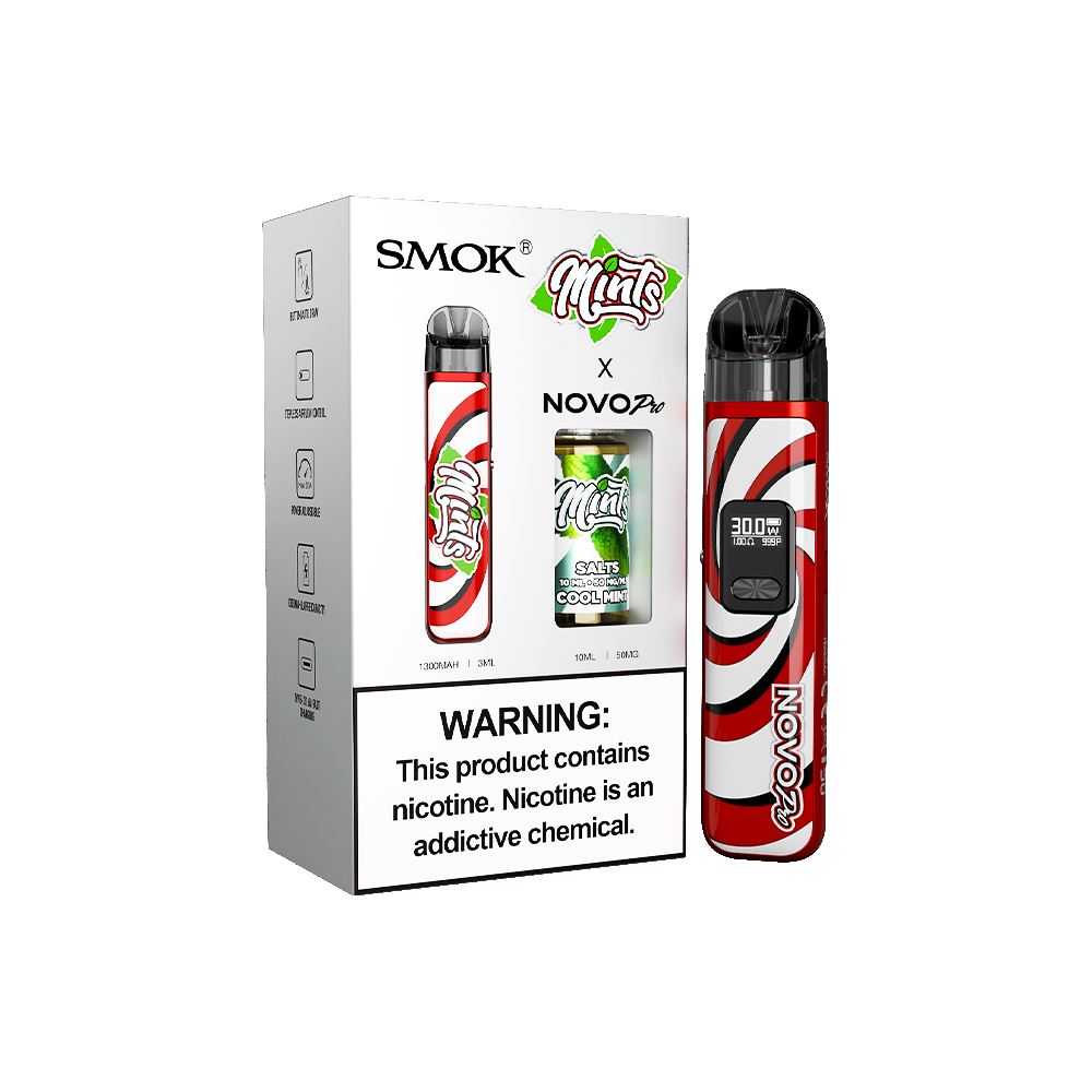 Collab Bundle – SMOK Novo Pro Device + Daddy’s Vapor 10mL Juice - Color:  Mint - Flavor: Cool Mint with Packaging