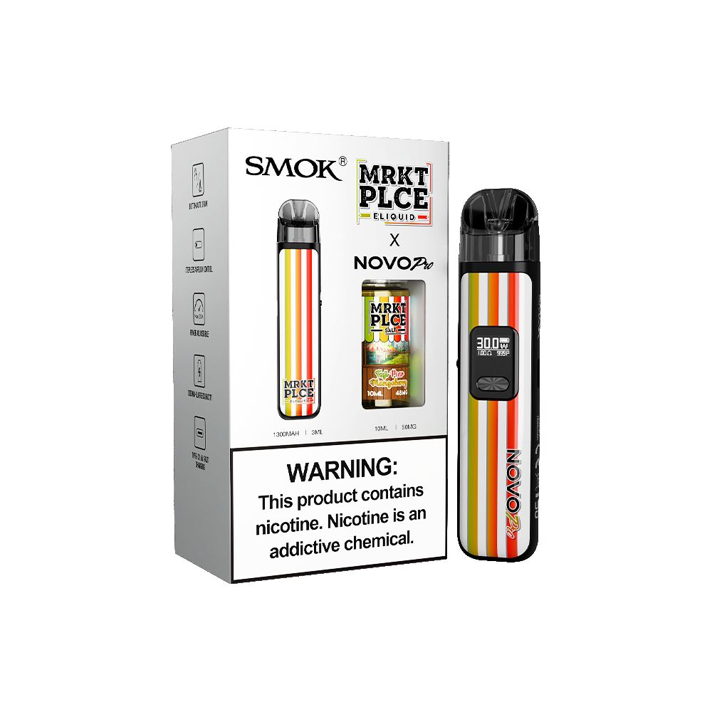 Collab Bundle – SMOK Novo Pro Device + Daddy’s Vapor 10mL Juice - Color:  MRKT PLCE - Flavor: Fuji Pear Mangoberry with Packaging