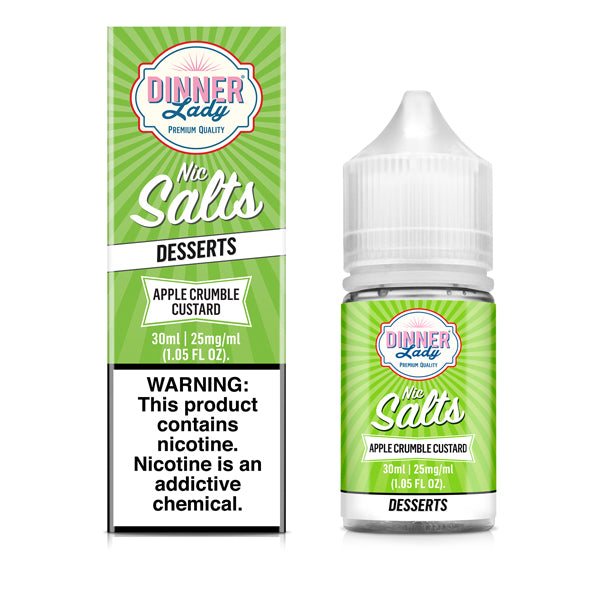 Apple Crumble Custard TFN Salt Nic E-Juice by Dinner Lady 30mL with packaging