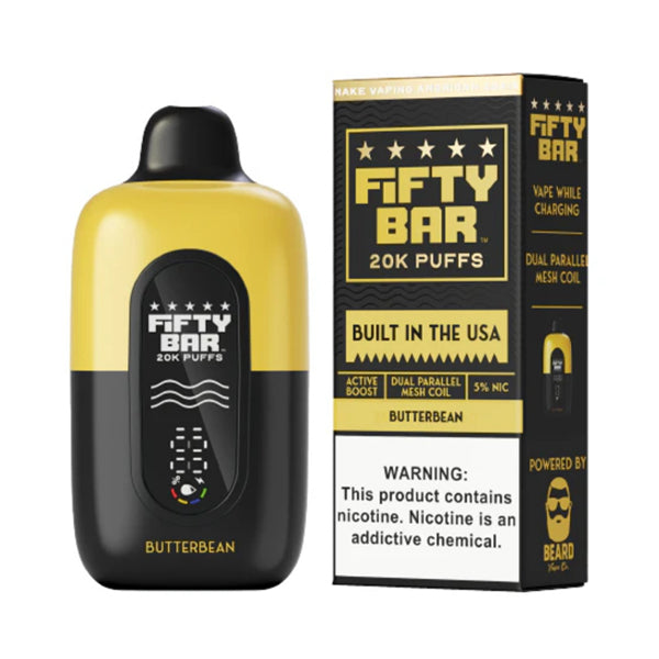 Fifty Bar V2 20K Disposable butterbean with packaging