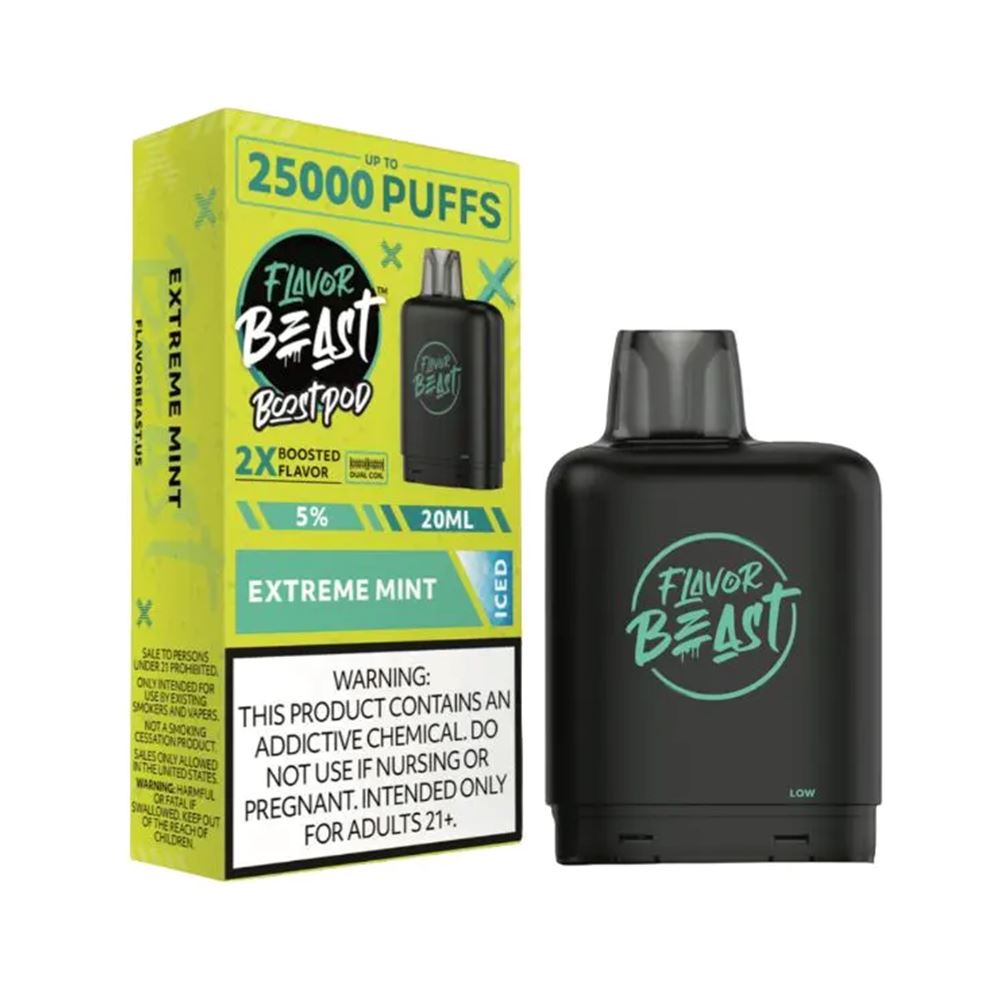 Flavor Beast Level X Boost Disposable - Extreme Mint Iced with packaging