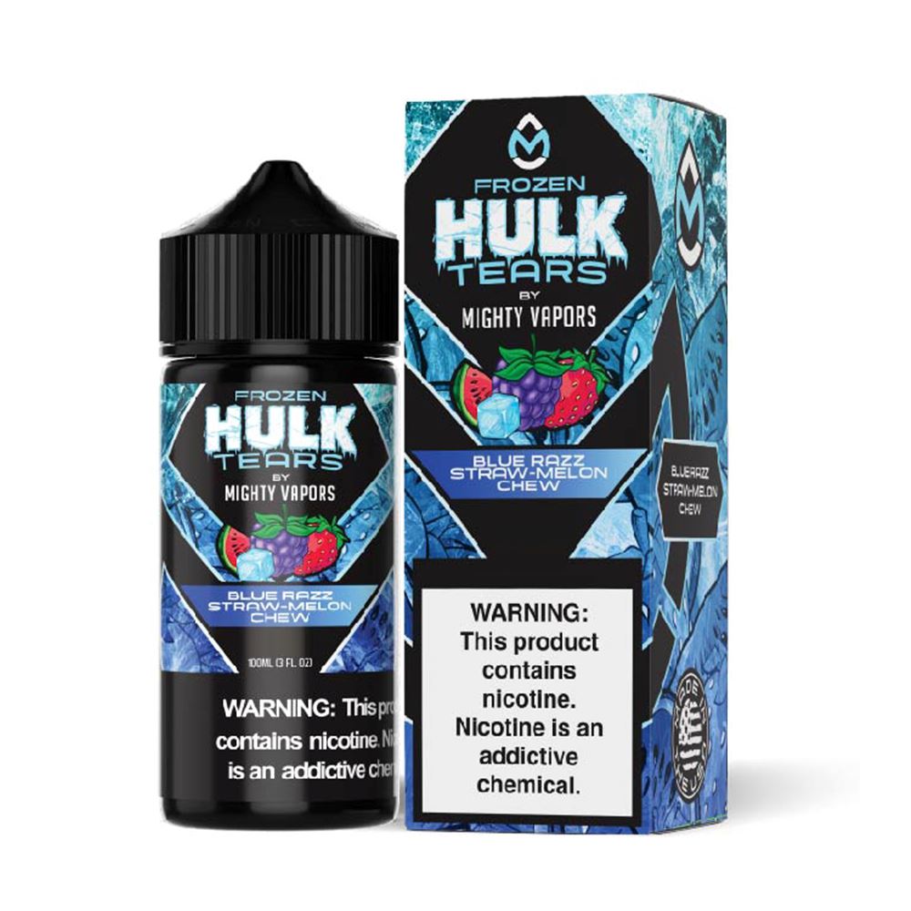 Frozen Blue Razz Straw-Melon Chew | Mighty Vapors Hulk Tears Salts | 30mL | Bottle with Packaging