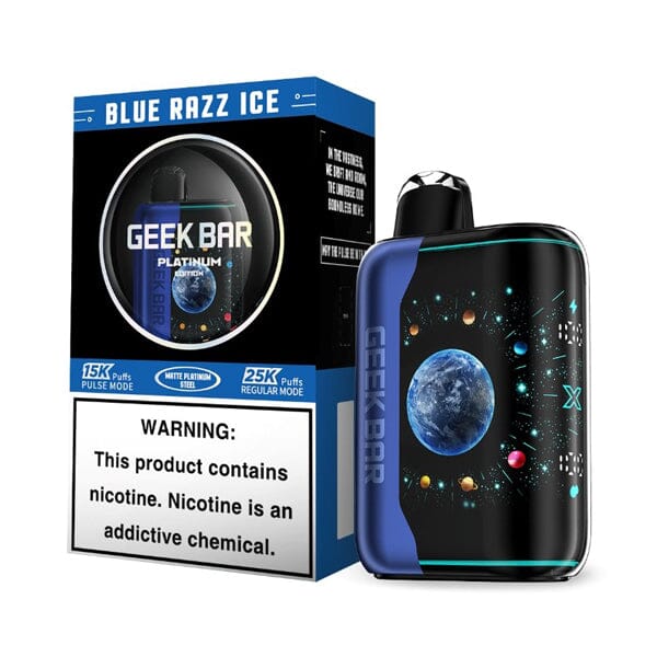 Geek Bar Pulse X Disposable blue razz ice with packaging platinum edition