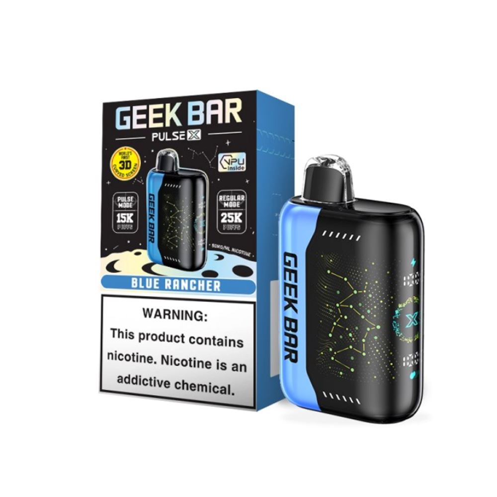 Geek Bar Pulse X Disposable Blue Rancher with packaging