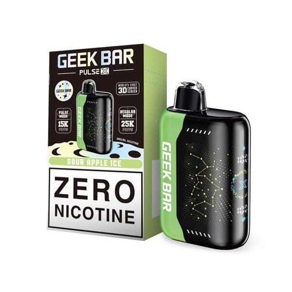 Geek Bar Pulse X ZERO Disposable 25000 Puff 18mL sour apple ice with packaging