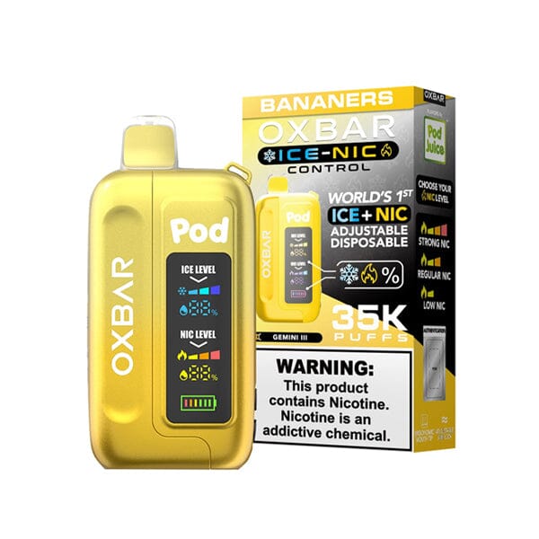 Ice-Nic Control 35000 Puffs Disposable E-Cig by Oxbar 50mg 14mL bananers with packaging