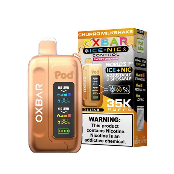 Ice-Nic Control 35000 Puffs Disposable E-Cig by Oxbar 50mg 14mL churro milkshake with packaging