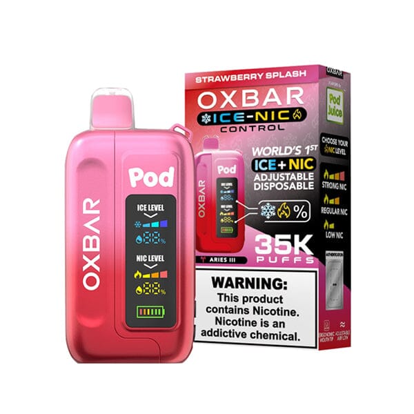 Ice-Nic Control 35000 Puffs Disposable E-Cig by Oxbar 50mg 14mL strawberry splash with packaging