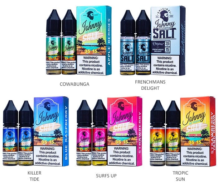 Johnny AppleVapes Salts (x2 15mL) - Apple Bread Pudding Group Photo