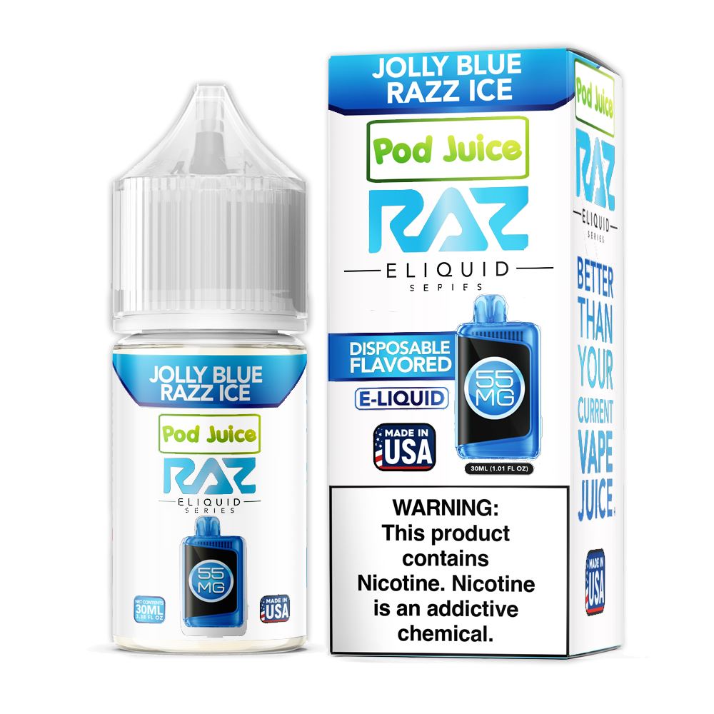 Jolly Blue Razz Ice | Pod Juice x RAZ Salt | 30ml | Bottle with Packaging