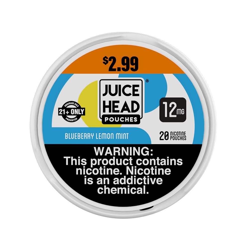 Juice Head ZTN Nicotine Pouch 20ct Can x 5-Can Pack Blueberry Lemon Mint 12mg