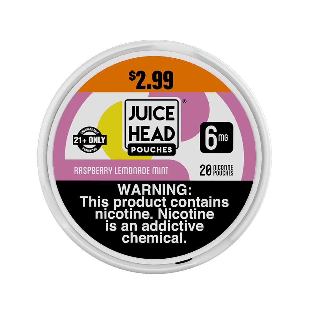 Juice Head ZTN Nicotine Pouch 20ct Can x 5-Can Pack Raspberry Lemonade Mint 6mg