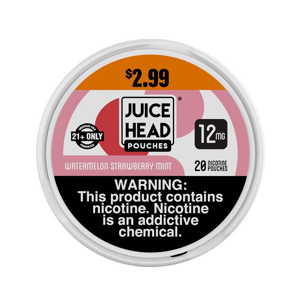 Juice Head ZTN Nicotine Pouch 20ct Can x 5-Can Pack Watermelon Strawberry Mint 12mg