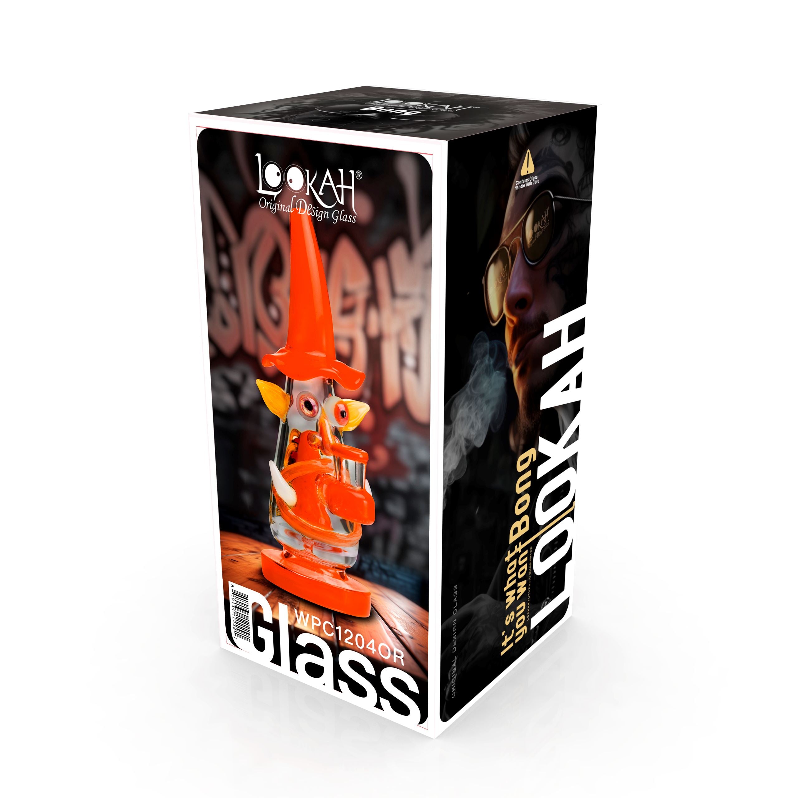 Lookah 9″ Mini Wizard Glass Dab Rig (WPC1204) - Orange with Packaging