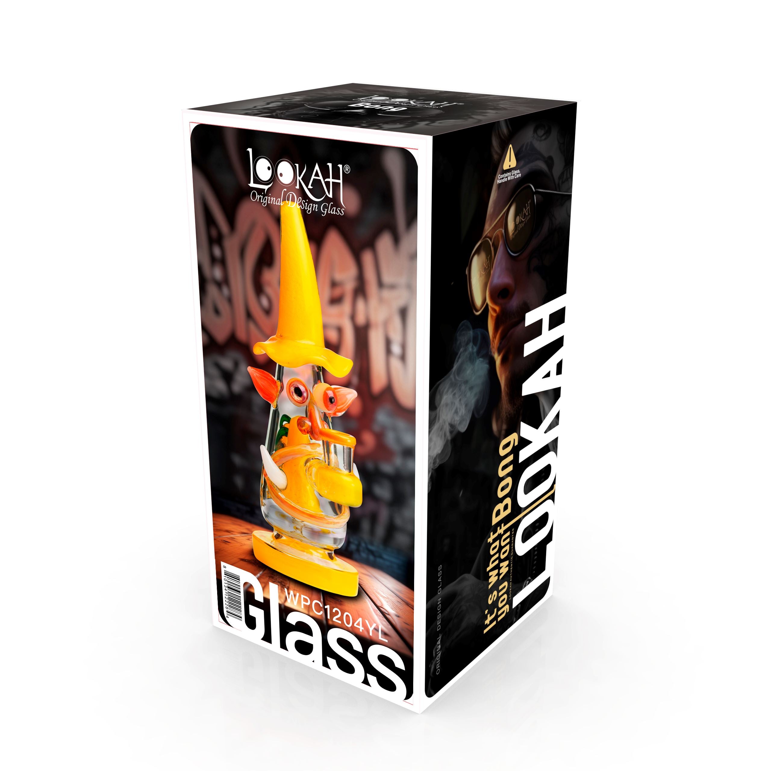 Lookah 9″ Mini Wizard Glass Dab Rig (WPC1204) - Yellow with Packaging