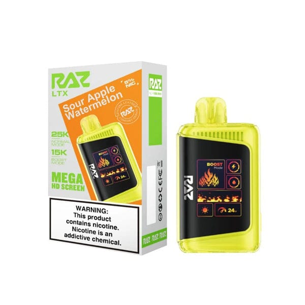 LTX 25K Puff Disposable E-Cig by RAZ 50mg 16mL sour apple watermelon with packaging