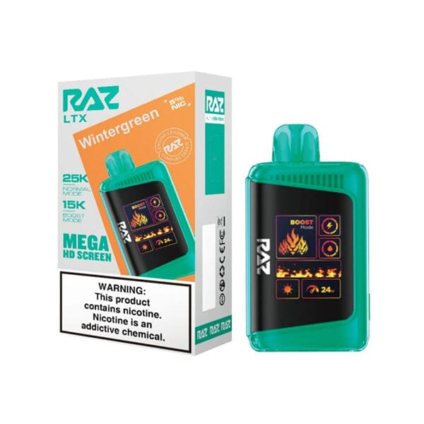 LTX 25K Puff Disposable E-Cig by RAZ 50mg 16mL wintergreen with packaging