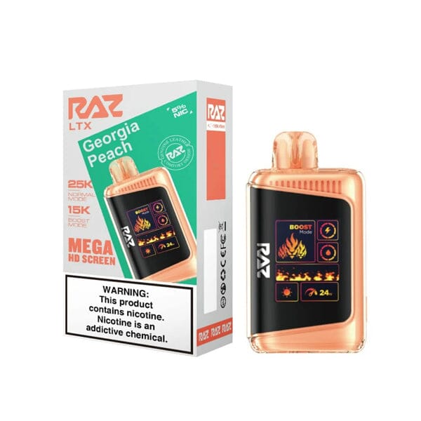 LTX 25K Puff Disposable E-Cig by RAZ 50mg 16mL georgia peach with packaging