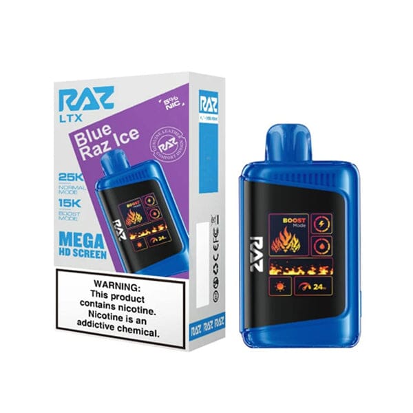 LTX 25K Puff Disposable E-Cig by RAZ 50mg 16mL blue razz ice with packaging