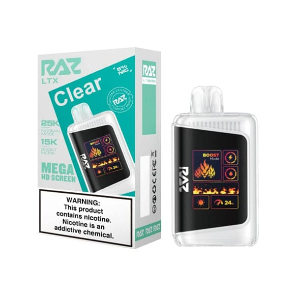 LTX 25K Puff Disposable E-Cig by RAZ 50mg 16mL clear with packaging