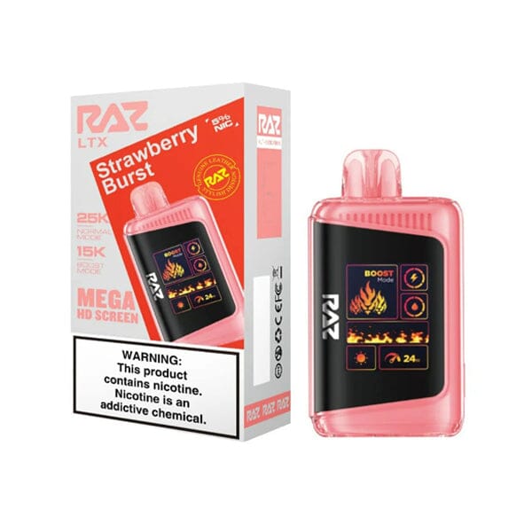 LTX 25K Puff Disposable E-Cig by RAZ 50mg 16mL strawberry burst with packaging