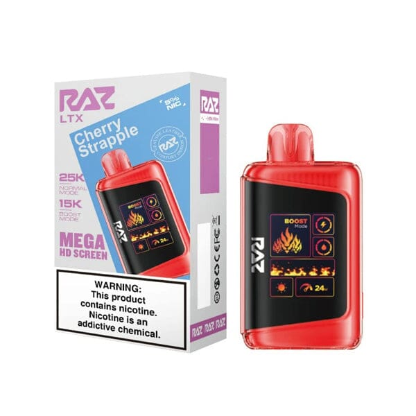 LTX 25K Puff Disposable E-Cig by RAZ 50mg 16mL cherry strapple with packaging