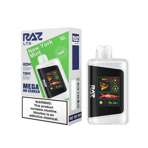 LTX 25K Puff Disposable E-Cig by RAZ 50mg 16mL new york mint with packaging