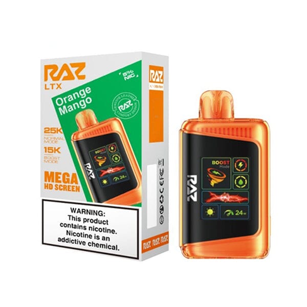 LTX 25K Puff Disposable E-Cig by RAZ 50mg 16mL orange mango with packaging