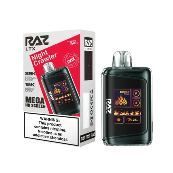 LTX 25K Puff Disposable E-Cig by RAZ 50mg 16mL night crawler with packaging