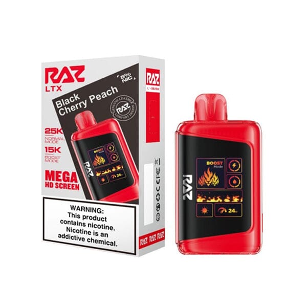 LTX 25K Puff Disposable E-Cig by RAZ 50mg 16mL black cherry peach with packaging