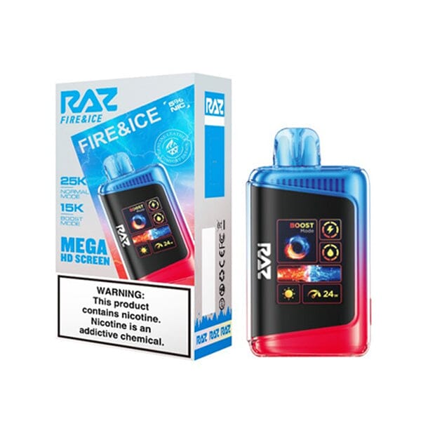 LTX 25K Puff Disposable E-Cig by RAZ 50mg 16mL fire and ice with packaging