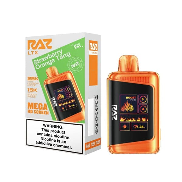 LTX 25K Puff Disposable E-Cig by RAZ 50mg 16mL strawberry orange tang with packaging