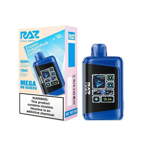 LTX 25K Puff Disposable E-Cig by RAZ 50mg 16mL frozen dragonfruit lemon with packaging