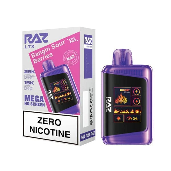 LTX Zero 25K Puff Disposable E-Cig by RAZ 16mL bangin sour berries with packaging