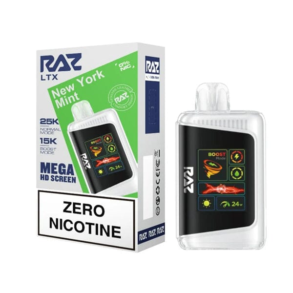 LTX Zero 25K Puff Disposable E-Cig by RAZ 16mL new york mint with packaging