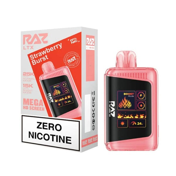 LTX Zero 25K Puff Disposable E-Cig by RAZ 16mL strawberry burst with packaging